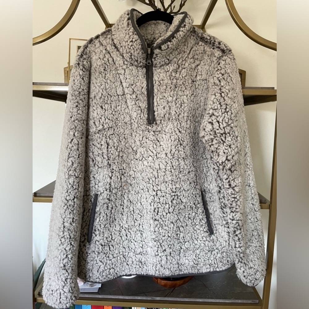 Thread & Supply Grey Medium Sherpa Fleece Pullover